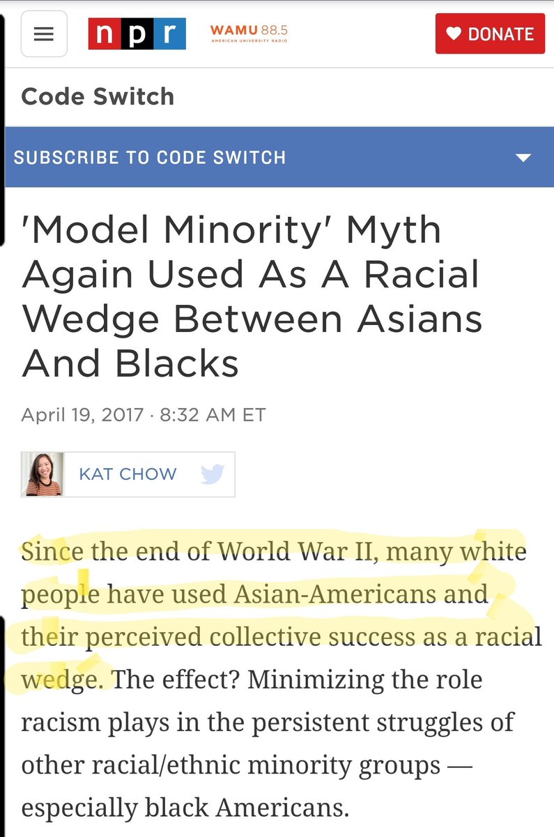 JBrisenio411's tweet image. The #ModelMinorityMyth was created due to the millions of Asian wives being brought to America by white servicemen.

It was also created to discredit and undermine the Black American Civil Rights Movement.

#WhiteSupremacyIsCruel 

Receipts:👇🏾👇🏾