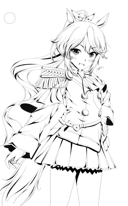 トウカイテイオー線画完成しました!ラフからの履歴も合わせて🙌 