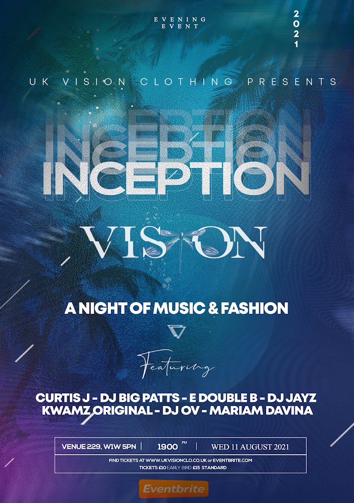 That’s the line up for the night ! Get 3 friends and grab yourself the ‘Group of 4’ tickets or get your individual tickets. Click link below. 

eventbrite.co.uk/e/inception-ti…