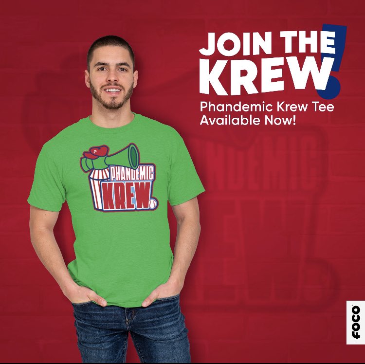 Inspired by our favorite green guy, the new Phamdemic Krew shirt is now available only <a href="/FOCOusa/">FOCO</a>. Whether at home in <a href="/PhilliesCBP/">Citizens Bank Park</a> or on the road, this shirt will let them know you’re with the Krew! Get yours today!
#phillies #phandemickrew #mlb #baseball 
foco.com/products/phila…