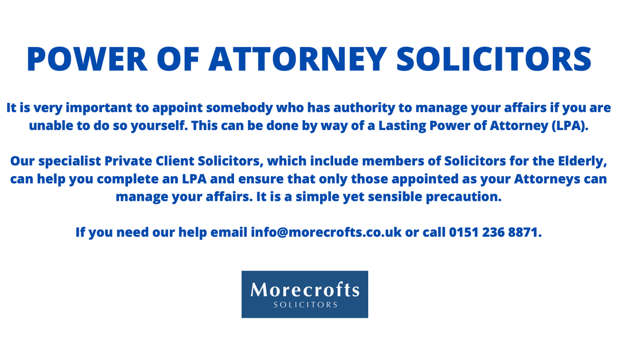 Morecrofts's tweet photo. Need to know more about Lasting Powers of Attorney (LPA)?
Our team of Private Client Solicitors can help you and your loved ones, find out more here ⬇️
https://t.co/m35Qc98d2k
#Solicitors #PrivateClientSolicitors https://t.co/0RRwdaCeUj