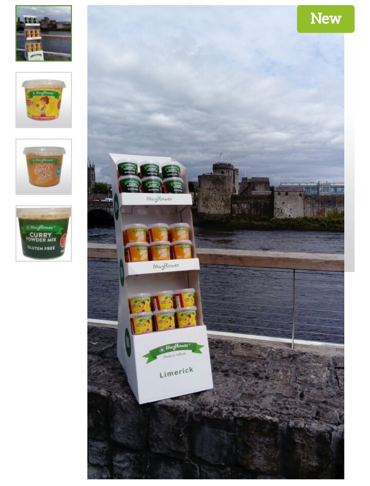 glutencurry's tweet photo. Produced in Ireland , #mayflower #spicebag #glutenfree #slimmerscurry all available now in our fully loaded display stand . perfect for #supermarket &amp; #butchers #shoplocal #buyirish https://t.co/pTAmCHRhet
