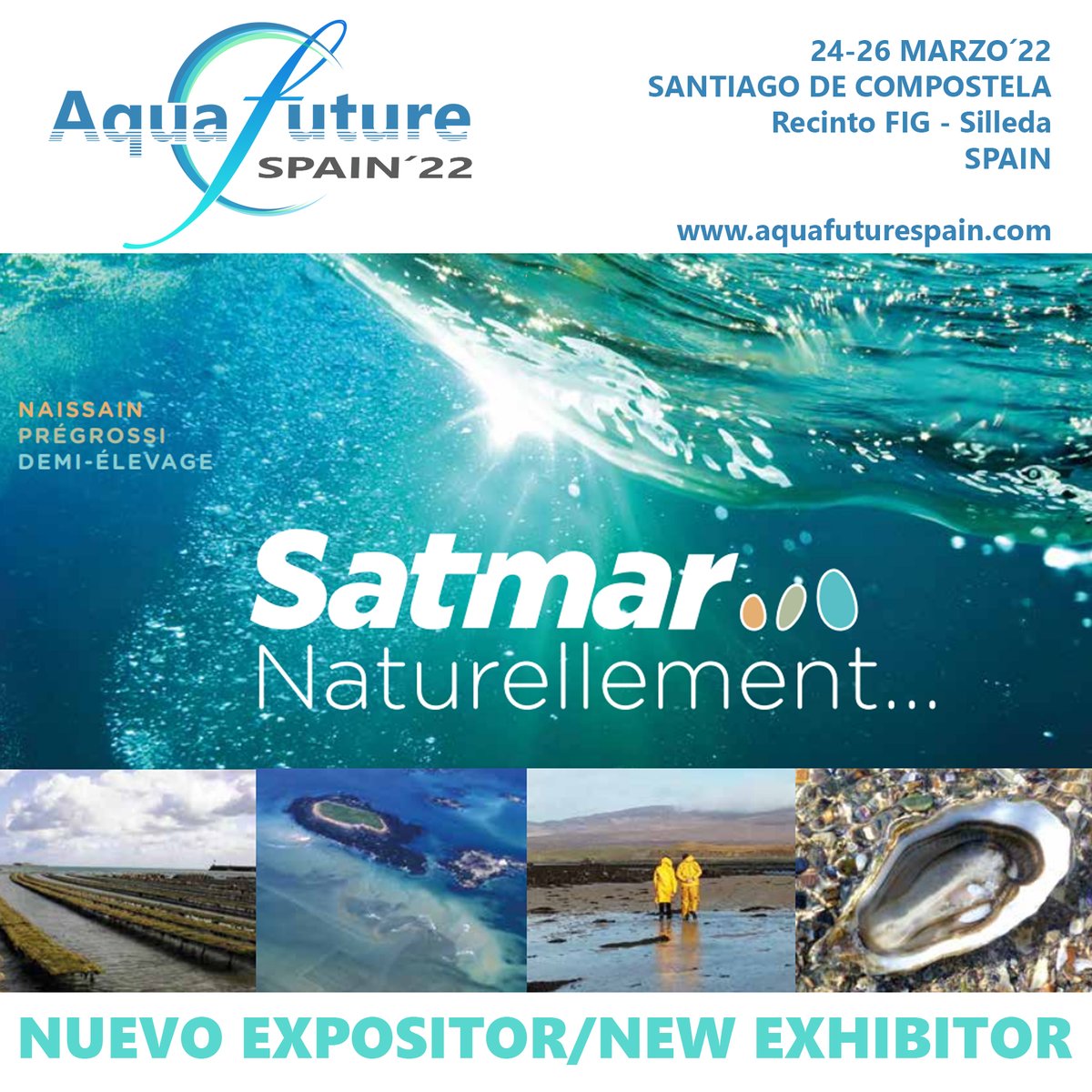 Nuevo expositor en aquafuturespain.com, desde Francia, SATMAR, criadero dedicado al nacimiento y crecimiento de ostras y almejas. Su producción se extiende por los tres mares de la costa francesa.