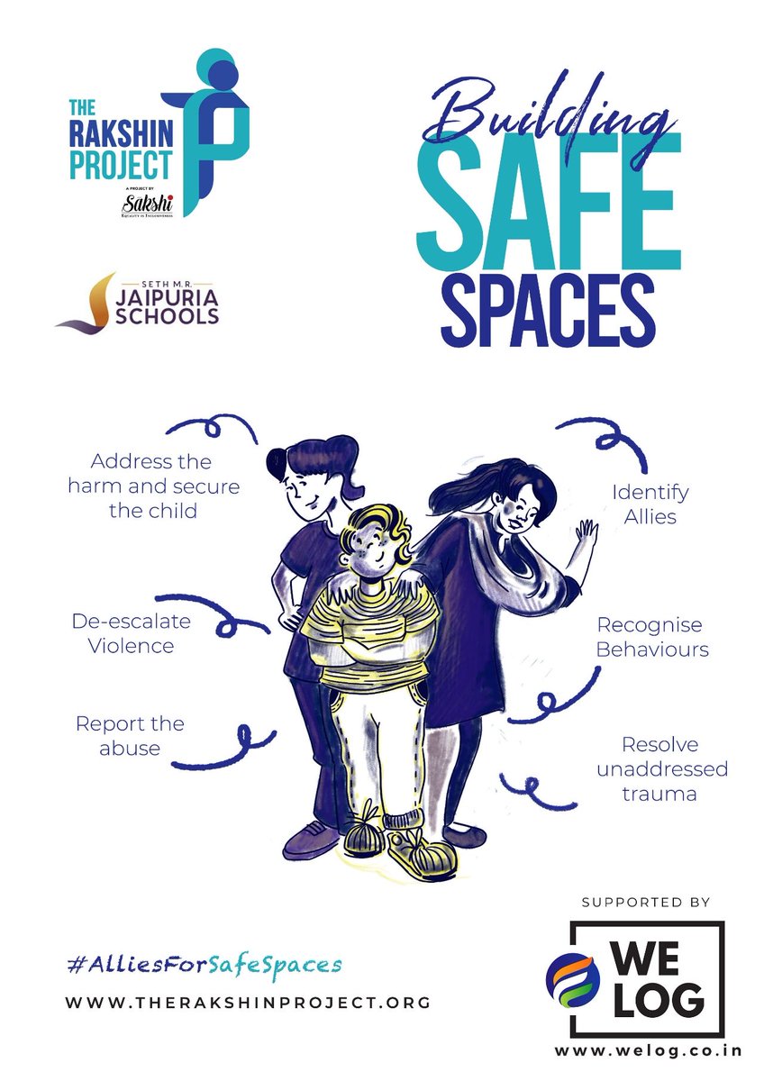 @WeLogTrust  is pleased to extend its support to @NGOSakshi and especially to @_smitabharti_  who would be leading the session. The first session in this series will be at @MRJaipuria. Thank you @KANAK0409 for all your support.
#schools #safespace