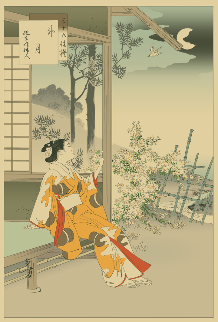 illustramble's tweet photo. 水野年方『三十六佳撰』「卯月」模写その三、完成。 https://t.co/bROZvOaE7b