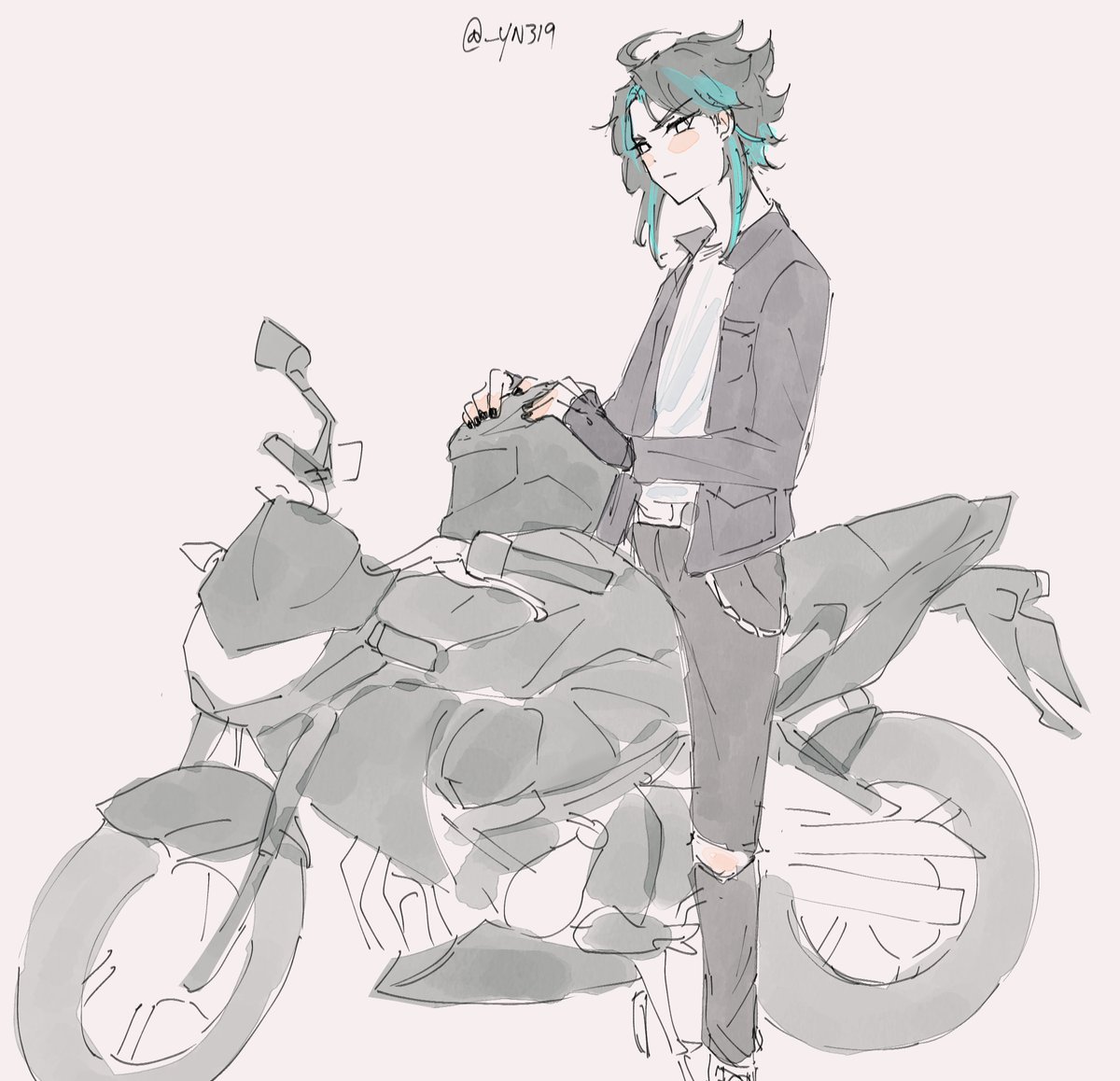xiao with a motorcycle because i said so

#GenshinImpact  #原神 #xiao #aether #XiaoAether 
