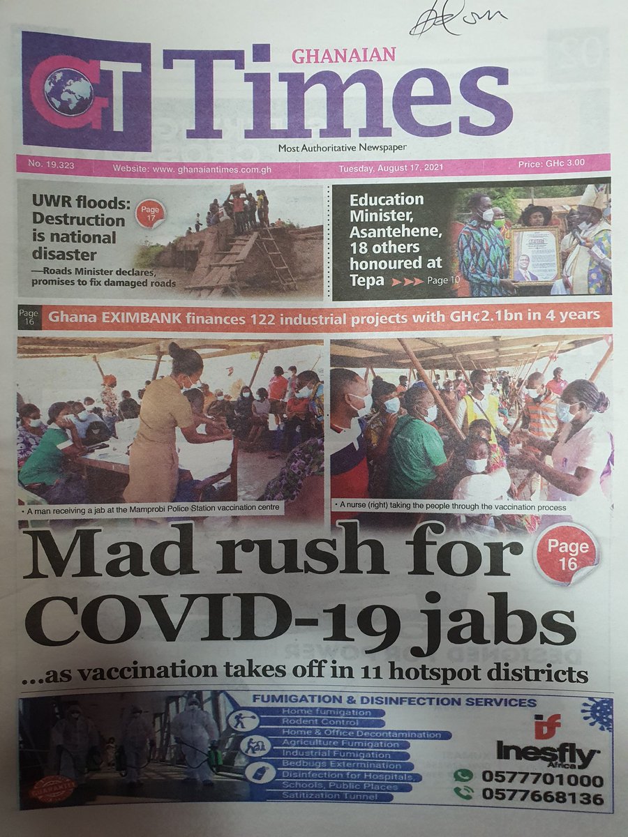 Adom1063fm's tweet image. #DwasoNsem on Ghana's🇬🇭no.1 radio📻 station #Adom1063FM.

Newspaper Headlines, Tuesday, 17th August, 2021.