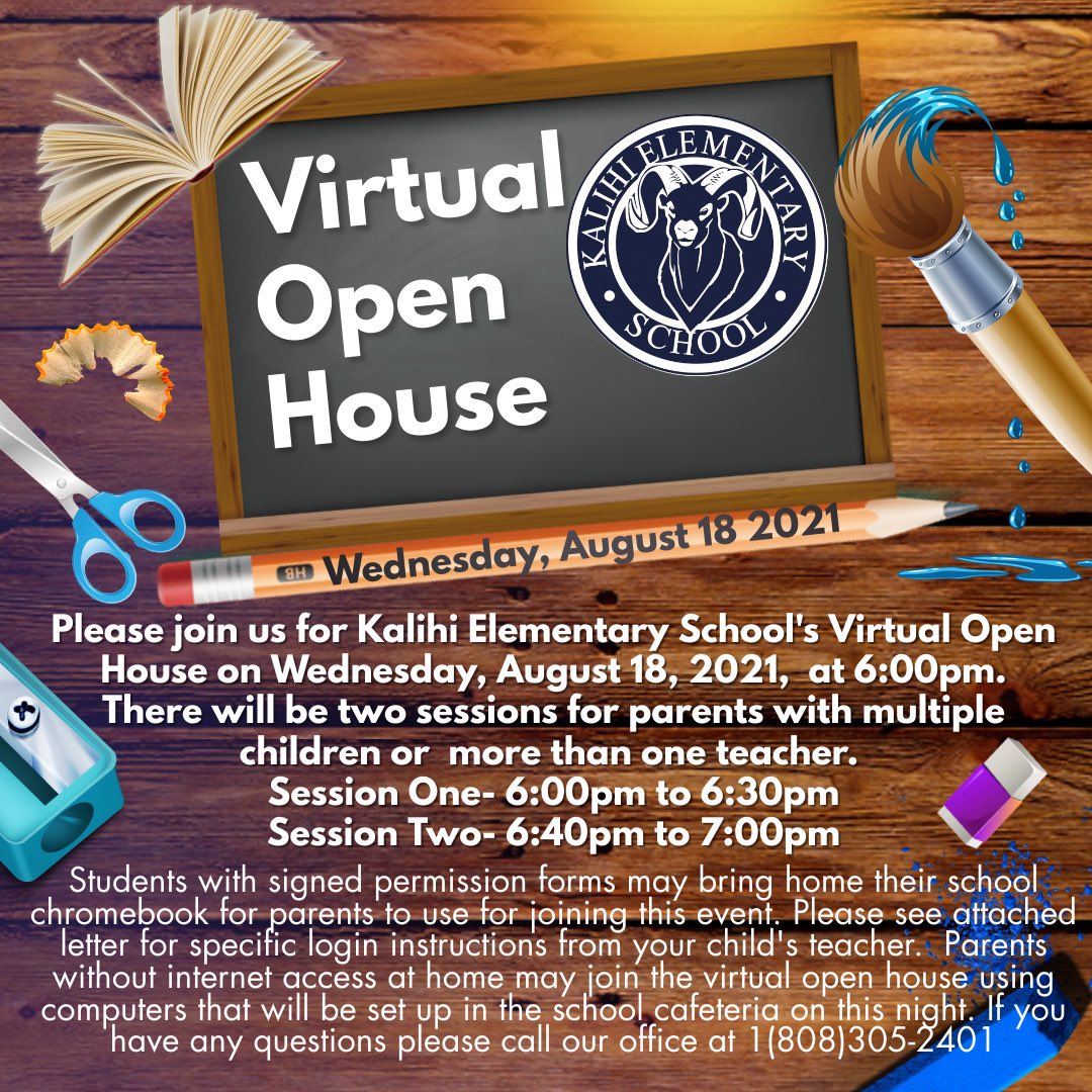 Please join your child's teacher for a virtual open house Wednesday from 6:00pm-7:00pm. See the flyer sent home for log in instructions from your child's teacher. Computers will be set up in our school cafeteria for households who may not have access to the internet or a computer