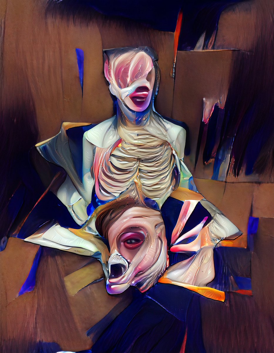 DehiscenceArt's tweet photo. 🌟Dropping today 8pm BST 🌟

Haunted Anatomy VI - The Meditator II
Editions: 5
Price: 5 tez

Moving through the stages of meditation, freeing the mind and all the karmic trash.
#darkart #vqgan #aiart #nftdrop #surrealism #hauntedanatomy #nftcommunity #CleanNFTs https://t.co/MkSo2B0rL0
