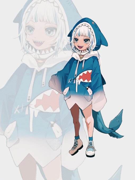 「shark girl white background」 illustration images(Latest)