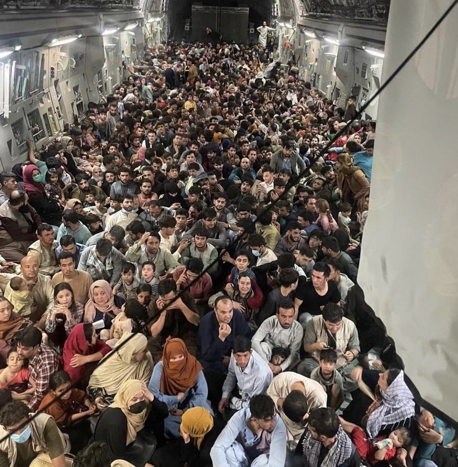 640 Afghans desperately boarded a US military plane fleeing from a life controlled by the Taliban.  They have landed safely in Qatar. To many more… #prayforafghanistan
