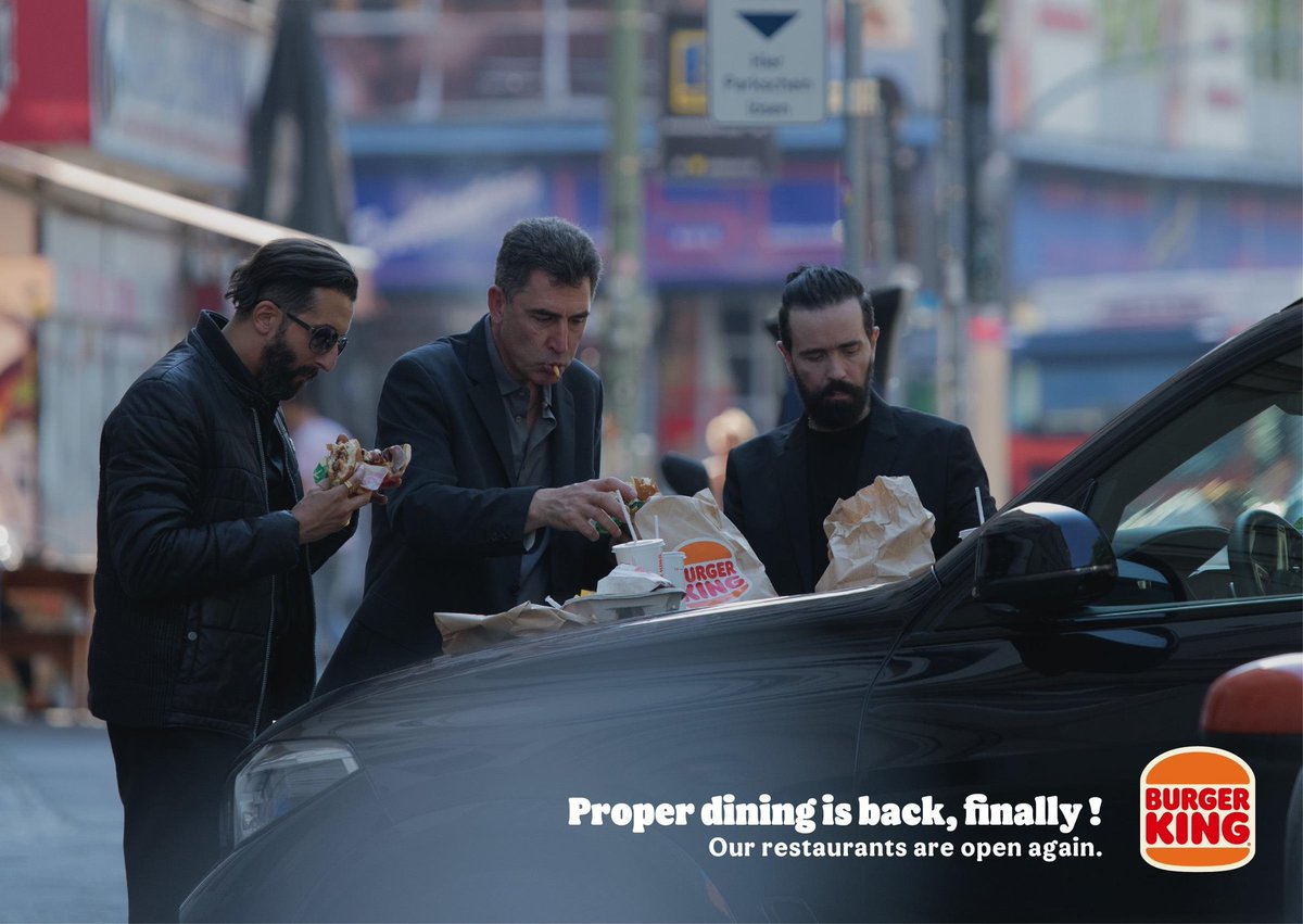 TheAdArchives's tweet photo. #CampaignSpot: To publicize the reopening of restaurants in Germany, the fast-food chain Burger King launches a campaign for print media.

Ad Agency: INGO, Hamburg, Germany
Client: Burger King

#PrintAds #PrintCampaigns #Advertising #Marketing #BestAdCampaigns https://t.co/2F23Q56vyH