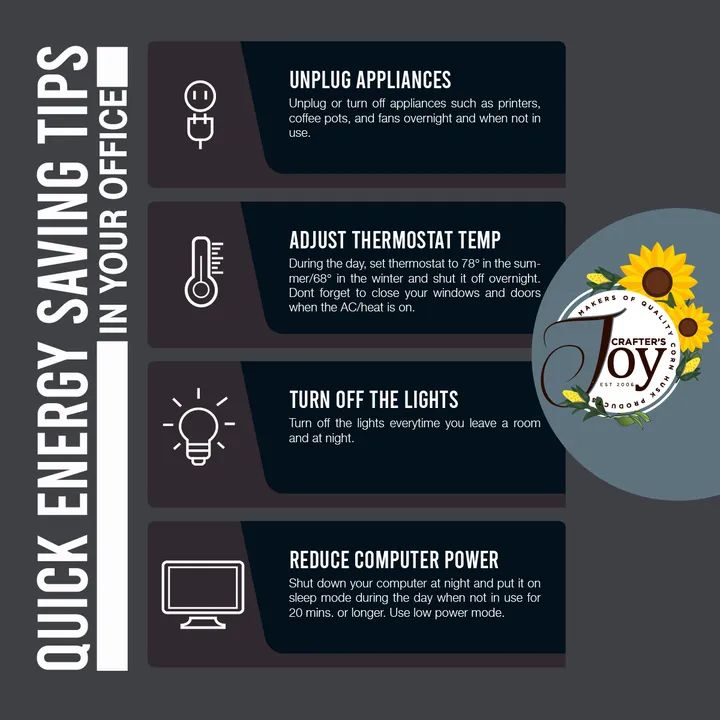 CraftersJoyPH's tweet photo. #ChooseDayGoGreen

Here's some energy saving tips and routines in your homes and business offices ♻️🌏 https://t.co/QDS0XMNomO
