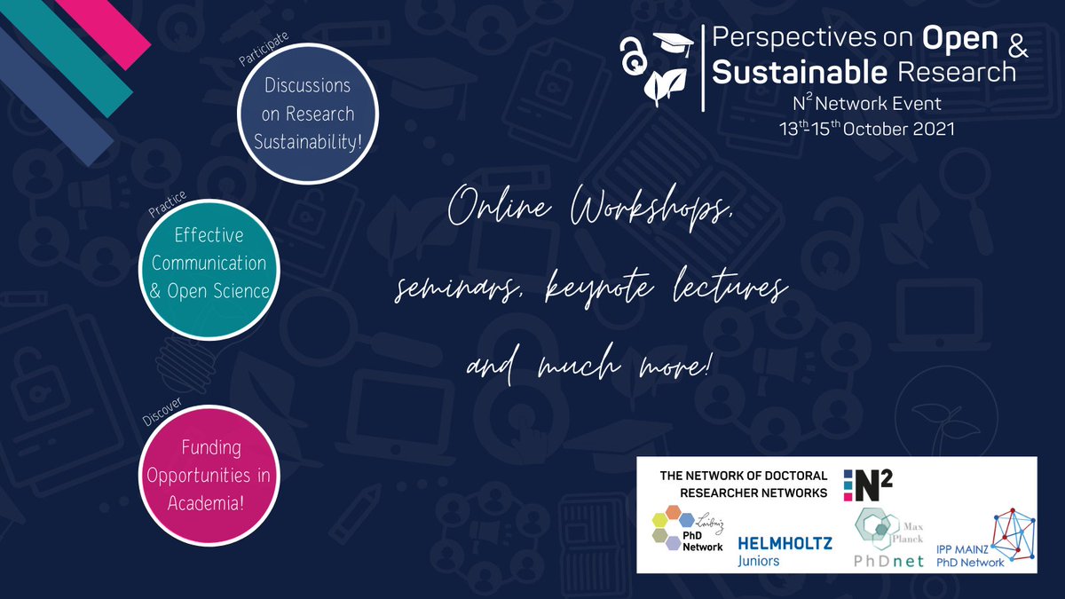 📣Registration is 𝗢𝗣𝗘𝗡🎉
At our #N2Event21 in October you can expect interesting keynotes and panels on #OpenScience, #SciComm, #Gender data gap, #Ethics, #Sustainability research, #Policy making and workshops to support your #PhD phase. Hurry up🏃‍♀️!!
👉bit.ly/N2registration