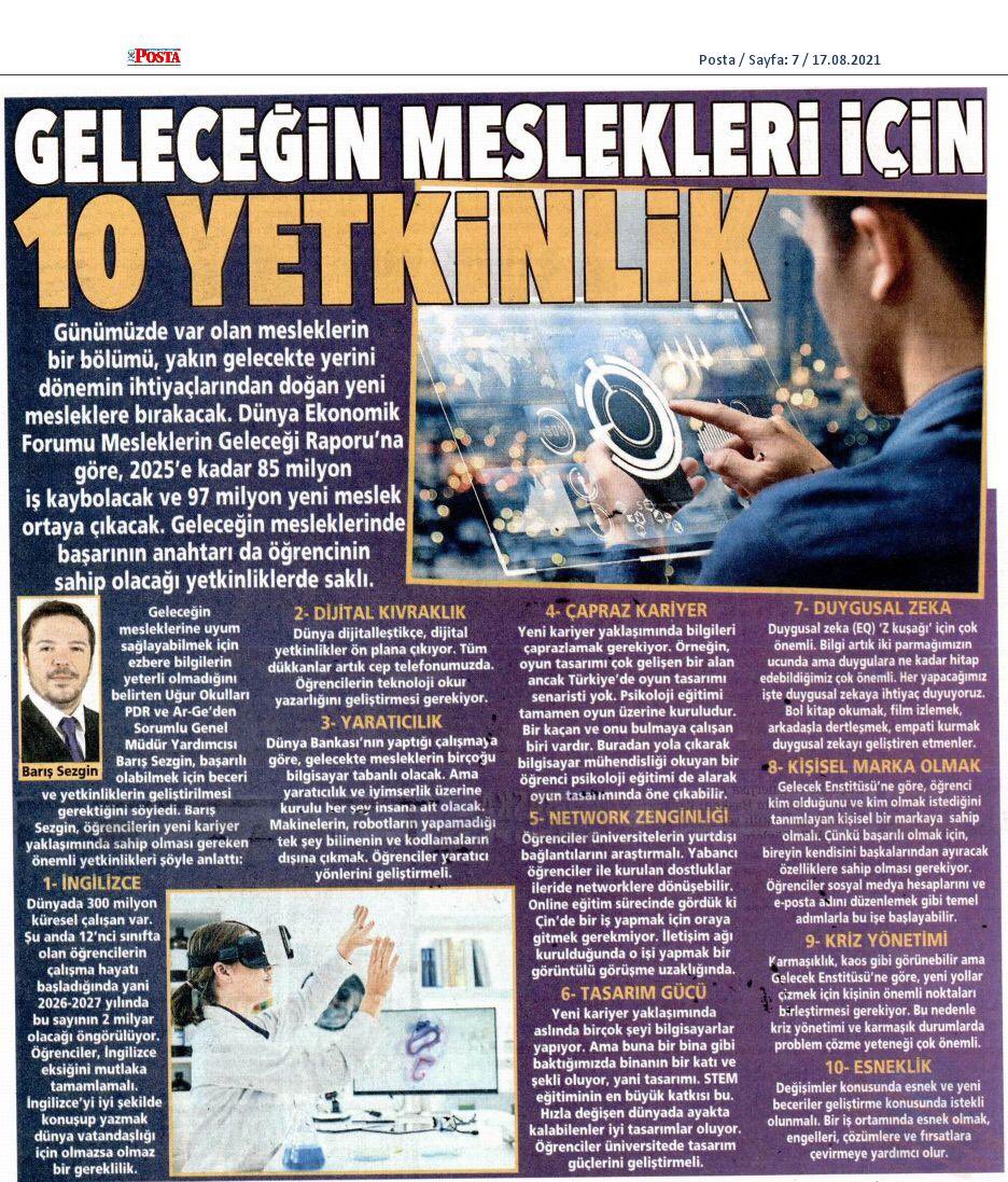 "Başarılı olabilmek için beceri ve yetkinliklerin geliştirilmesi gerekiyor"

#UğurluOlmak

<a href="/postacomtr/">Posta.com.tr</a> 
<a href="/gunaydin/">Günaydın</a>