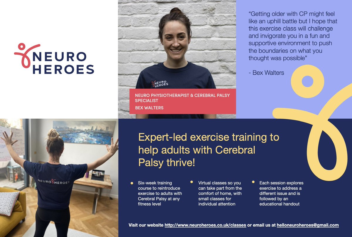 theneuroheroes's tweet photo. CP Empower is BACK! 💥💪🏼💥 we have spaces available for our next six week course on exercise and living and ageing well with #cerebralpalsy Education, support and activity, all over Zoom @CP_Sport @cpandm @ifcpf @CPAPPG @CPRN_org @action_cp @CPTeensUK @CP_Cymru @CpScotland https://t.co/8CSwUZH8S9