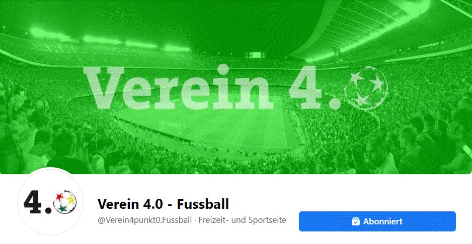 Verein 4.0 - Fussball ist jetzt auch auf Facebook präsent

facebook.com/Verein4punkt0.…