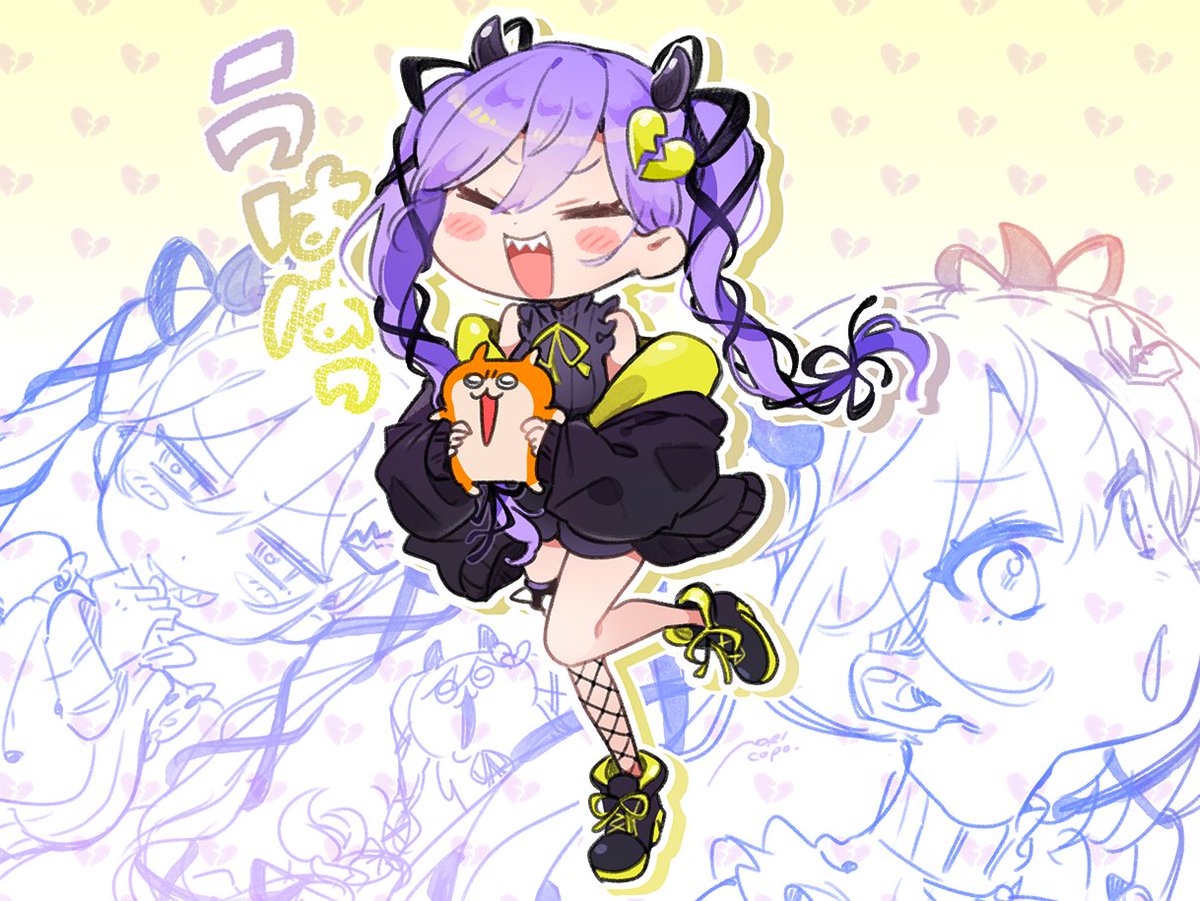 「💜😈💛💜😈💛💜😈💛
#げらーと  
https://t.co/」|NORICOPO🐹クソハムちゃんのイラスト