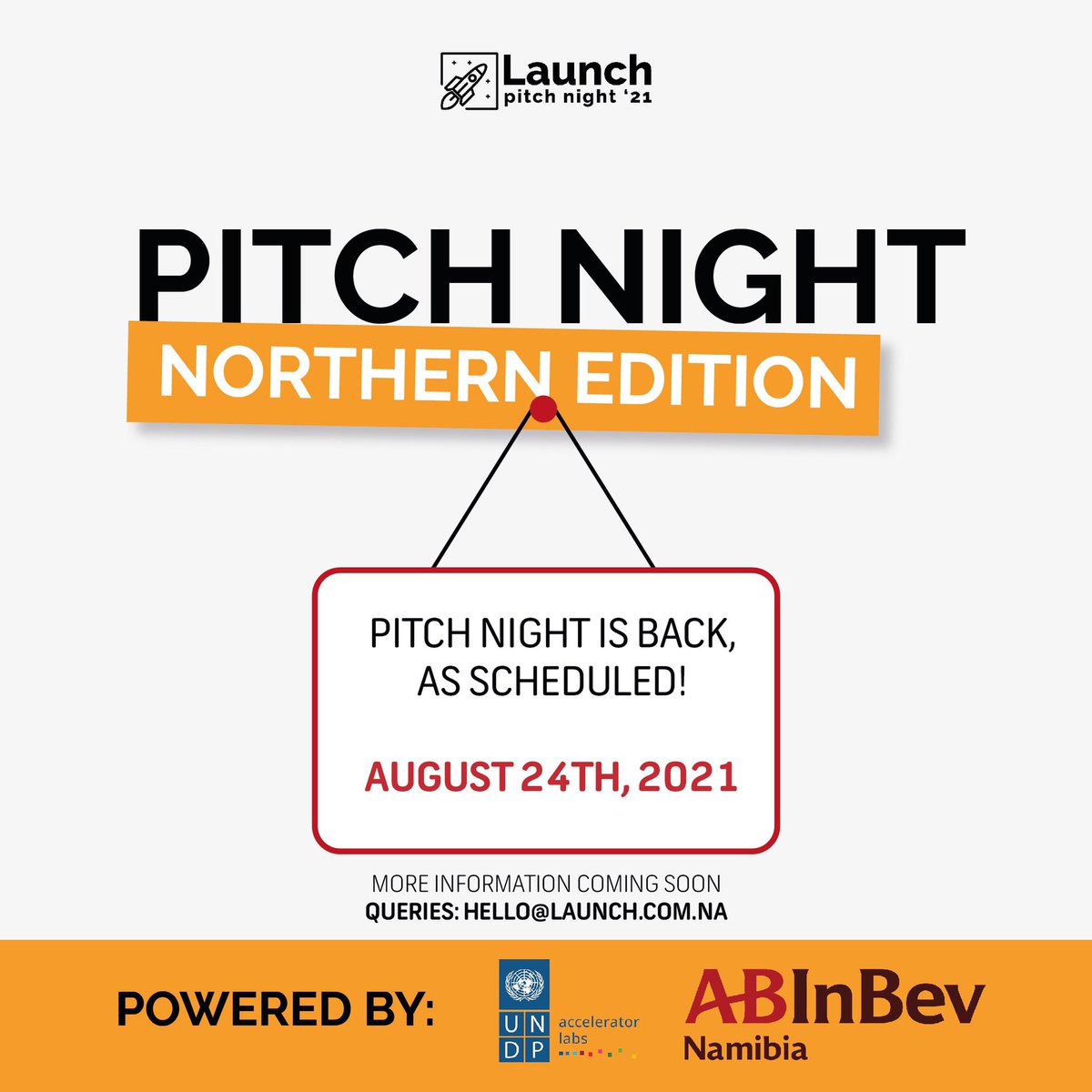 UNDPNamibia's tweet photo. ๐ฃWe are excited to announce that the first ever Pitch Night ๐๐ค๐ง๐ฉ๐๐๐ง๐ฃ ๐๐๐๐ฉ๐๐ค๐ฃ is back!!
The Sustainable themed #pitchnight will take place on:
2๏ธโฃ4๏ธโฃ August 2๏ธโฃ0๏ธโฃ2๏ธโฃ1๏ธโฃ
All #COVID19 regulations will be observed.
#LaunchNamibia #SDG11 #GrowCollaborateEmpower ๐ https://t.co/4ZPVUpyKdw