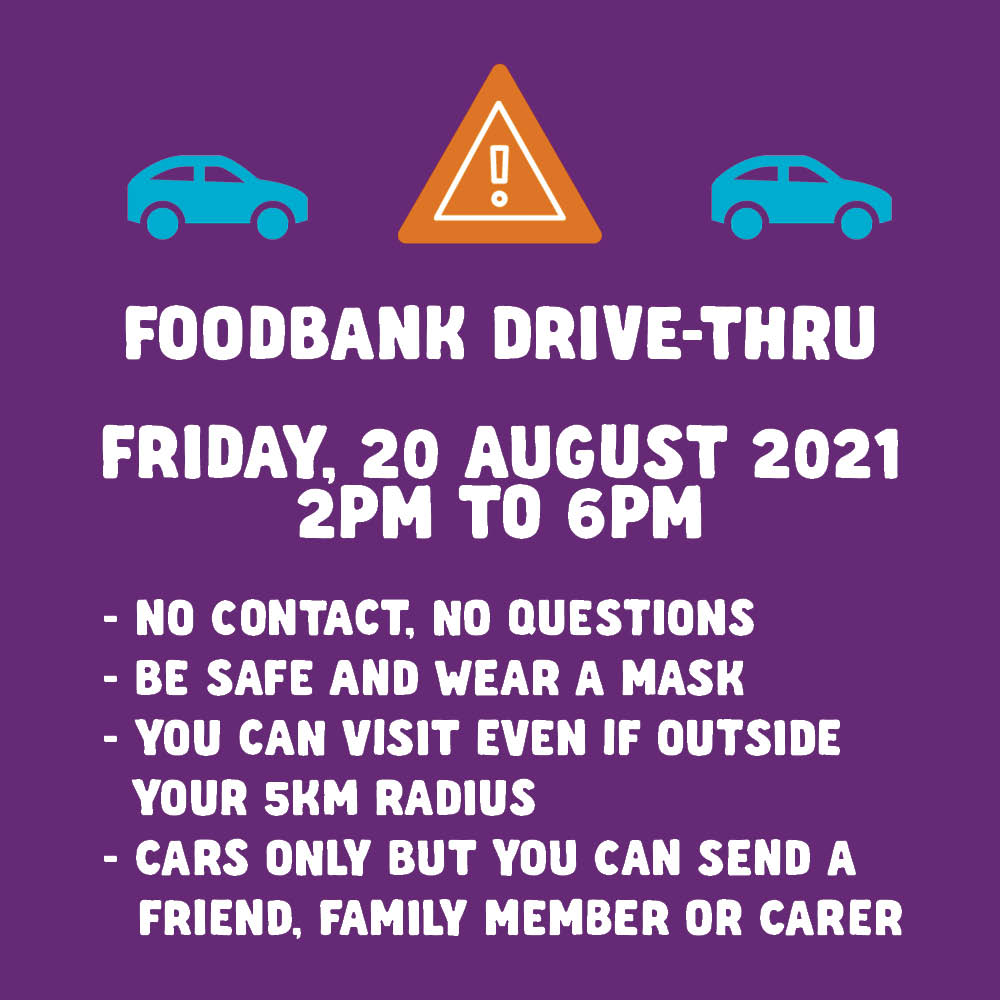 We’re opening our warehouse for another drive-thru. Help us spread the word! If you, or someone you know, is doing it tough this lockdown, come visit us between 2pm and 6pm on Friday 20 August 2021 and we'll give you some food. More details here - bit.ly/Melb-Drive-Thru