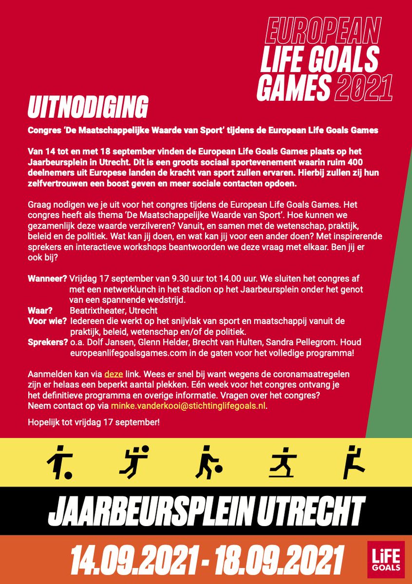 De laatste plekken voor het congres met als thema 'De Maatschappelijke Waarde van Sport' zijn als vrij. Samen met Sandra Pellegrom, Dolf Jansen en Brecht van Hulten bespreken we hoe we deze waarde samen kunnen verzilveren. Je kan je nog steeds aanmelden! lnkd.in/gfcXcEpC