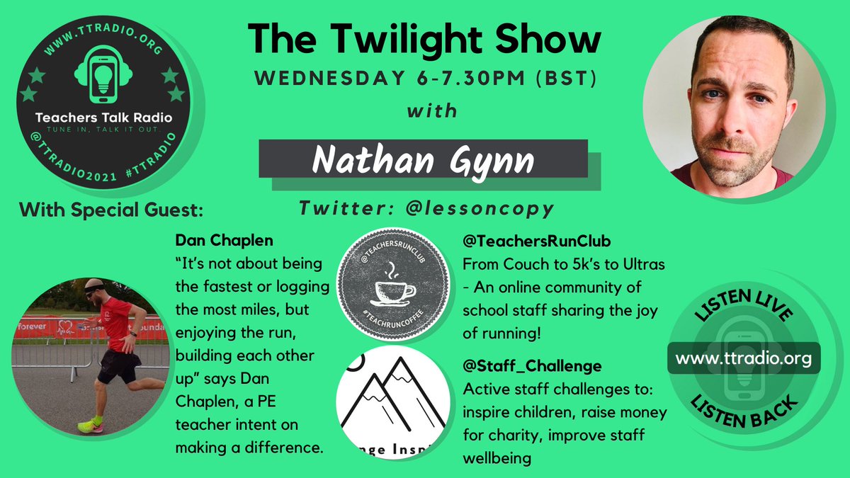 What’s your fundraising challenge?

<a href="/Southgloshead/">Southgloshead</a> runs a marathon before school!!

From baths of beans, wet sponge stalls and my school-to-zoo marathon, I want to hear them all!

With <a href="/ChaplenDaniel/">Daniel Chaplen</a> on @TTRadio2021 about <a href="/Staff_Challenge/">The Schools Active Community Coach</a> &amp; active staff challenges #teacherswhorun