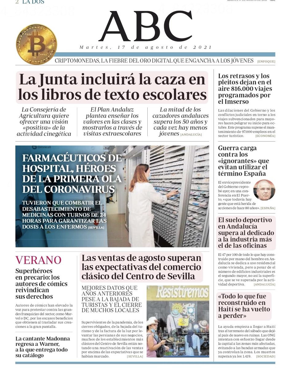 safh_info's tweet photo. 🗞📣PORTADA ABC📣
“Farmacéuticos de hospitales, héroes en la sombra durante la primera ola de la pandemia.
Trabajaron 7 días de la semana las 24 horas del día para que ningún paciente se quedara sin su medicina en medio de un gran desabastecimiento”

https://t.co/3mGOcLVS9M https://t.co/AbL1zyaR3m