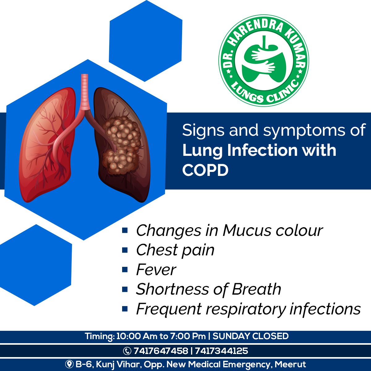 COPD is a chronic inflammatory lung disease which if left untreated might get worse with the progress of time. 

#LungsSpecialist #CopdTreatment #COPDsymptoms #COPD #Asthma #lungsdisease #PFT #Bronchoscopy #lungsdoctor #lungstreatment #LungsClinic #LungsClinicByDrHarendra