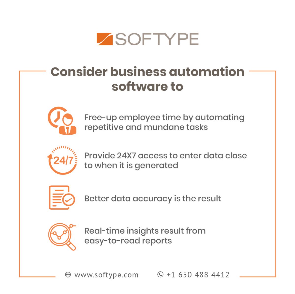 Softype_'s tweet image. Want to boost employee productivity?

#businessautomationsoftware #softypeinc #cloudsoftware #automation #accessibility #dataaccuracy #realtime #insights