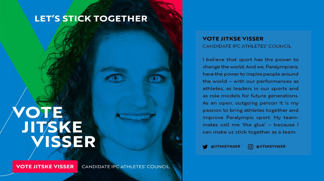 In a few days Paralympians can vote for the IPC Athletes’ Council, I’m one of the candidates. It's my passion to bring athletes together and improve Paralympic sport. My teammates call me ‘the glue’ because I make us stick together as a team. #letssticktogether #paralympics2020