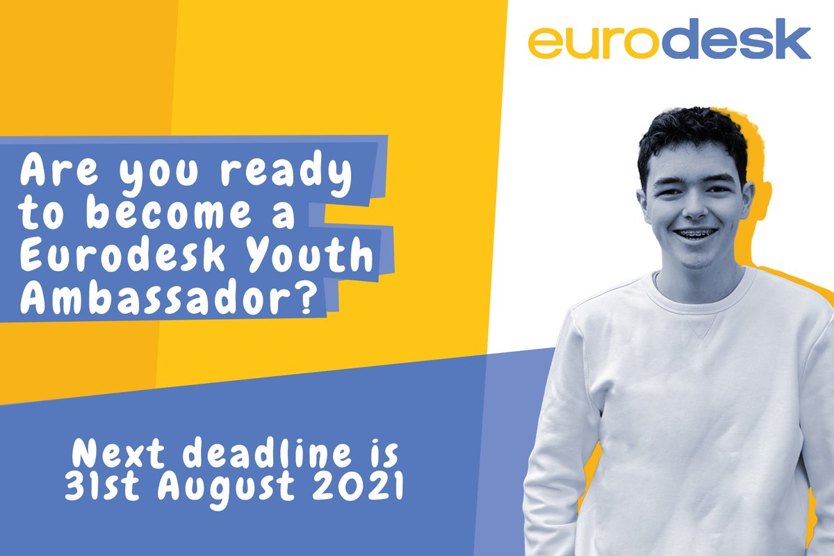 Are you 18 - 30, interested in European opportunities and want to be involved with a proactive and dynamic group of young people? Are you ready to become a Eurodesk Youth Ambassador? If so, the next step is to sign up – deadline is 31st August 2021!
bit.ly/2W3G1Yn