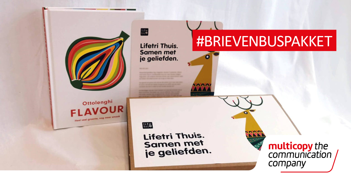 Brievenbuspakketjes 📦 zijn nu echt ideaal. Voor Lifetri verstuurden we het kookboek Flavours naar alle medewerkers als cadeautje 🎁 Ook een brievenbuspakketje als direct mailing? Bel ons! #brievenbuspakket #thuiswerken #Multicopy