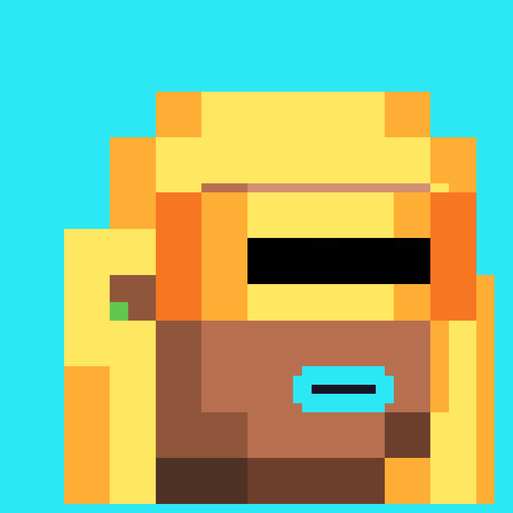 Blonde Crytpodaemon with golden visor, emerald earring and blue lipstick!