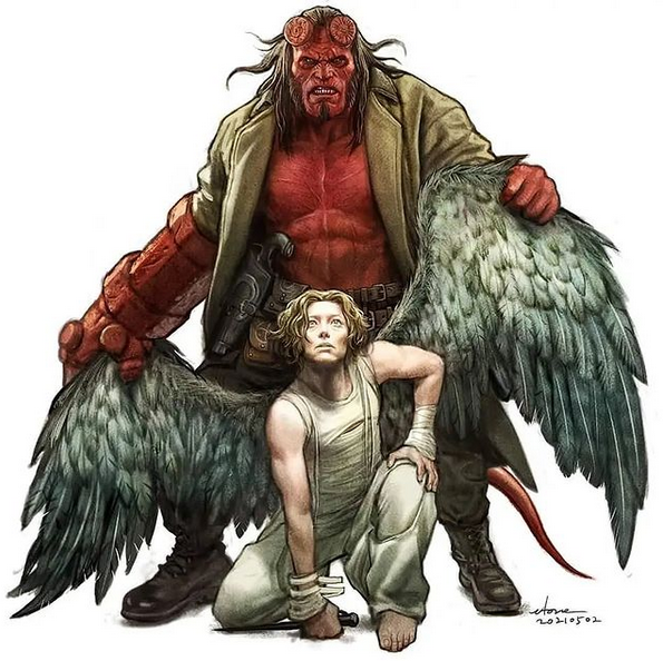 saintotaku's tweet photo. #Hellboy #AngelGabriel #ART #DarkHorseComics #Hellblazer #dccomics #Vertigo #AlanMoore https://t.co/RhbrtEXncZ