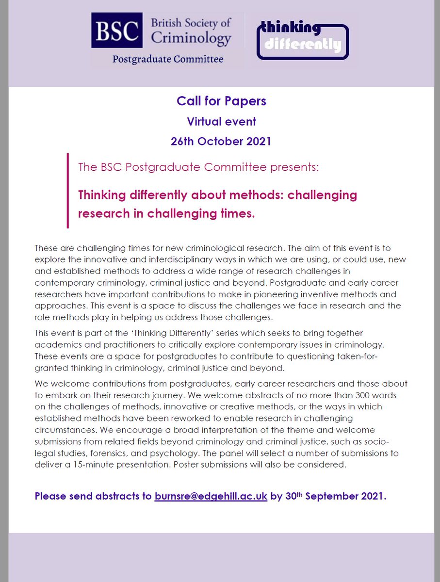 Please do consider joining us for this fantastic event #criminology #phdchat