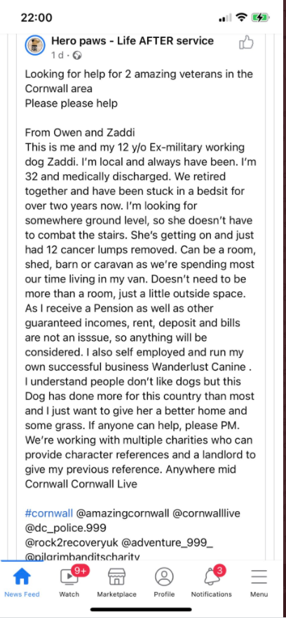 OliVergnault's tweet photo. @PawsHero I'm a reporter with Cornwall Live / Cornish Guardian - You recently posted the attached. Would you be able to email me more information as we would like to be put in contact with the person you mention and write a story with a view to help them - thanks - oli https://t.co/JAbwJJxuUU