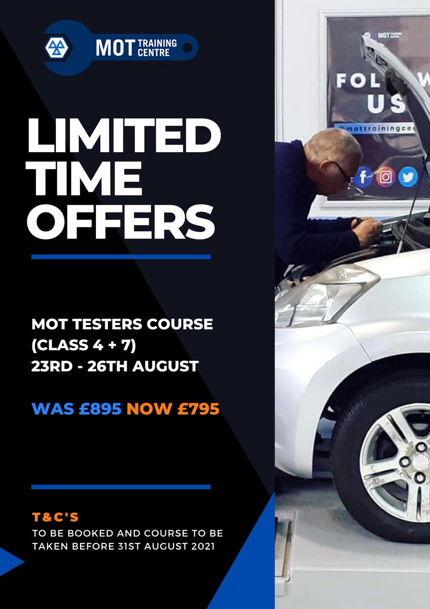 MOT Training Centre (@mottrainingcent) on Twitter photo DON'T MISS OUT! Our final remaining offer for you... ๐ฅ
Contact Us
Tel: 01780 484332
Email: bookings@mottrainingcentre.co.uk
#MOT #mottraining #motmanager #stamford #automotive #dvsa #offers #accreditation #vt8 #aircon DON'T MISS OUT! Our final remaining offer for you... ๐ฅ
Contact Us
Tel: 01780 484332
Email: bookings@mottrainingcentre.co.uk
#MOT #mottraining #motmanager #stamford #automotive #dvsa #offers #accreditation #vt8 #aircon