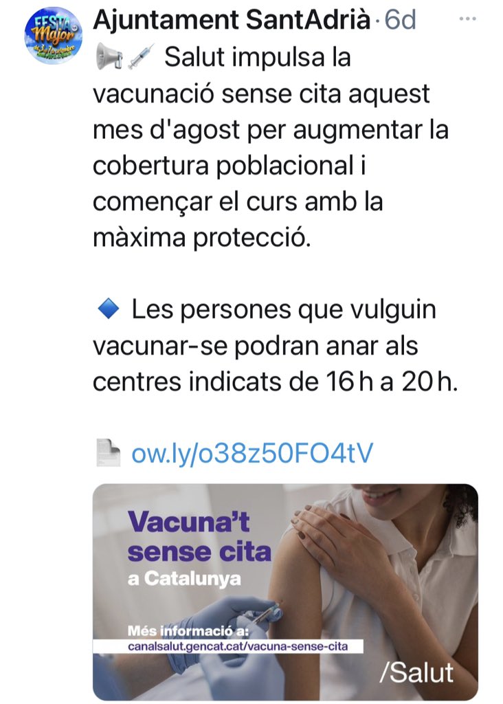 IMarcuello's tweet photo. Només han fet aquest tuit. #conformistes #equipgovern
No puc etiquetar a la regidora responsable #salutpublica ens te bloquejats a mes dels 50% dels veïns/es però se que li faran arribar la queixa 😉 i et recordo que
#santadriaEXISTEIX https://t.co/hEAcqu4xVa