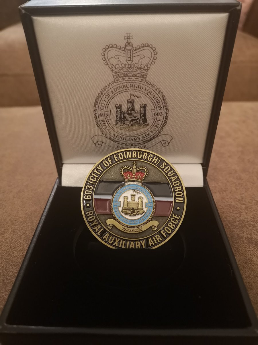 This weekend I was incredibly humbled to receive this challenge coin from @603Sqn (City of Edinburgh) Sqn RAF Reserves. Why not check out the Squadron's history and be part of its future in RAF Police & RAF Regiment roles! raf.mod.uk/our-organisati…