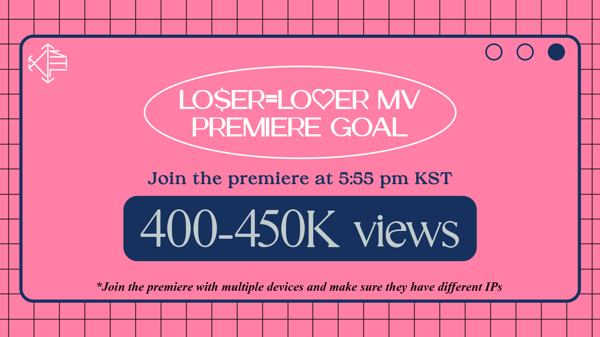 [NOTICE] 210815 ✨

MOA! Here is the Premiere goal for #LOSER_LOVER  MV! 

#FIGHT_OR_ESCAPE #TOMORROW_X_TOGETHER <a href="/TXT_bighit/">TXT OFFICIAL</a> <a href="/TXT_members/">TOMORROW X TOGETHER</a>