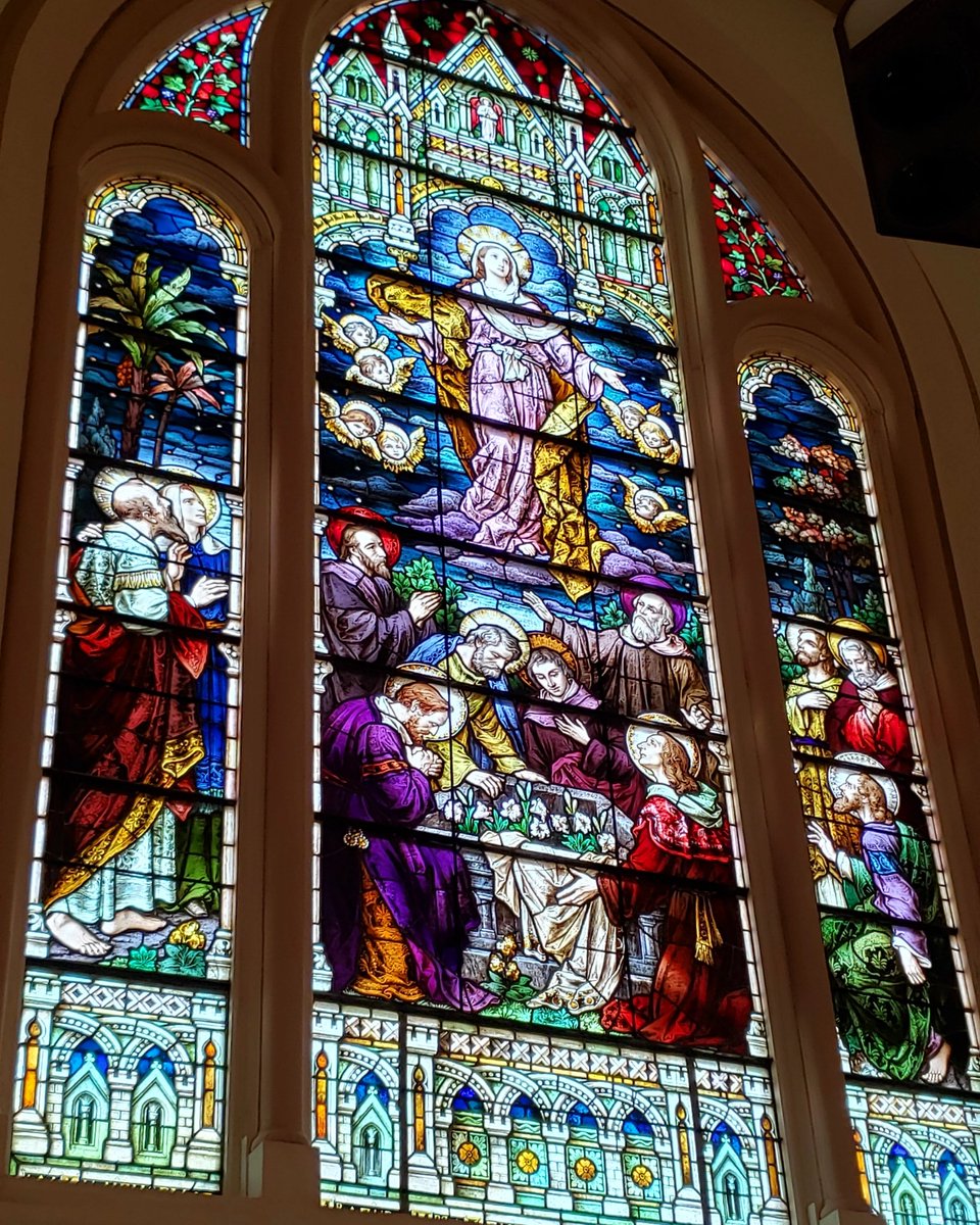 On the Solemnity of the #Assumption, one most beautiful stained glass windows in the country: the Assumption window at Our Lady Star of the Sea Church in Cape May, NJ.