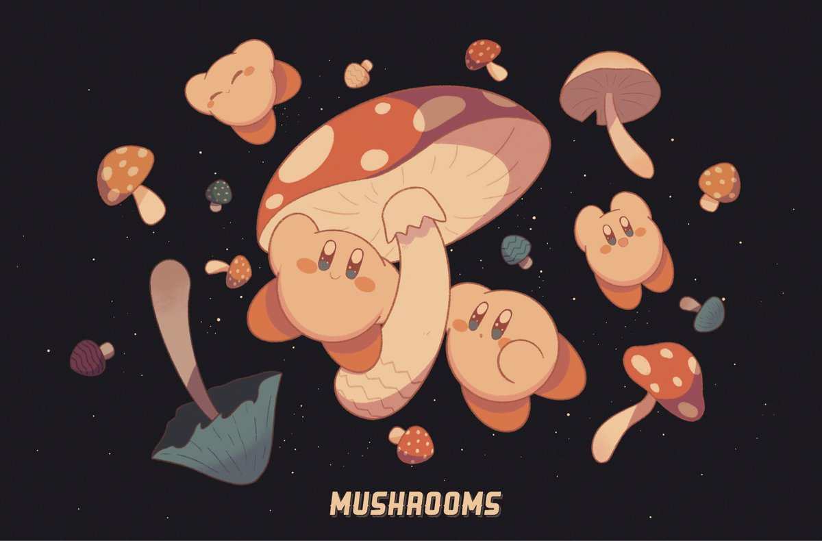 mushroom no humans black background shell english text open mouth blush stickers  illustration images