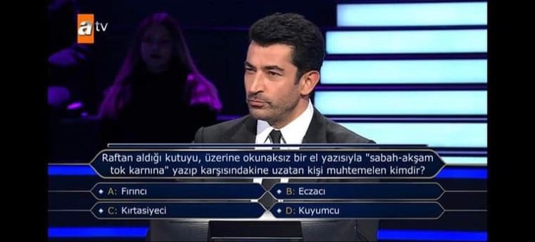 Kim milyoner olmak ister ya da kim milyoner olmak için soruları cevaplamak ister bunu bilmiyoruz ama biz bu "dikkatsizlik"ten sıkıldık. Özür dilemeye davet etmiyoruz, çünkü dilediğiniz özrü pandemide halk sağlığı adına çalışırken hayatını kaybeden eczacılar duyamayacak. <a href="/atvcomtr/">atv</a>