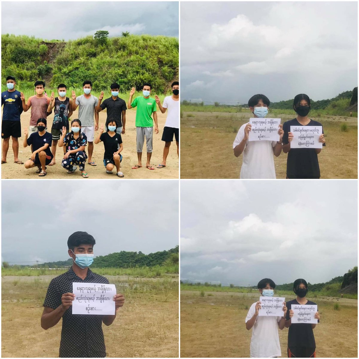 thethtar99's tweet photo. The muti-ethnic strike with paper banners in Hpakant Tsp, Kachin State was held today against the military dictatorship.
#AcceptNUG_RejectMilitary
#Aug15Coup 
#WhatsHappeningInMyanmar https://t.co/JzeS9l1ydO