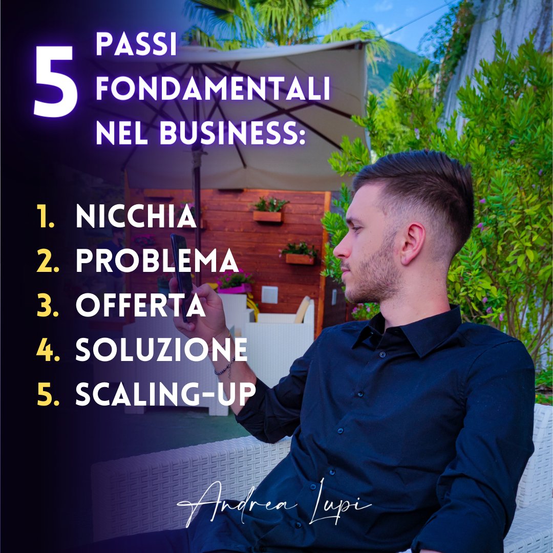 Vuoi creare un business e non sai quali passi percorrere?🤔

Senza uno schema ben preciso, è molto difficile orientarsi e creare un business longevo.

Ecco i 5 passi principali!

Sul mio instagram trovi il post completo!
#business #copywriting #vendita #soldi #milionario #mindset