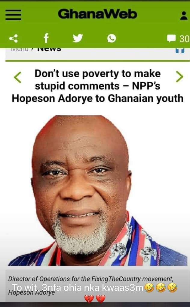 PrinceHenry_PHK's tweet photo. They know poverty exists. They just don’t care. They will rather use it to insult you. 

Ghana Youth wake up ooooo. Wake up! Yoooo 

#FixHopelessness #FixJoblessness https://t.co/keJmQmLGbu
