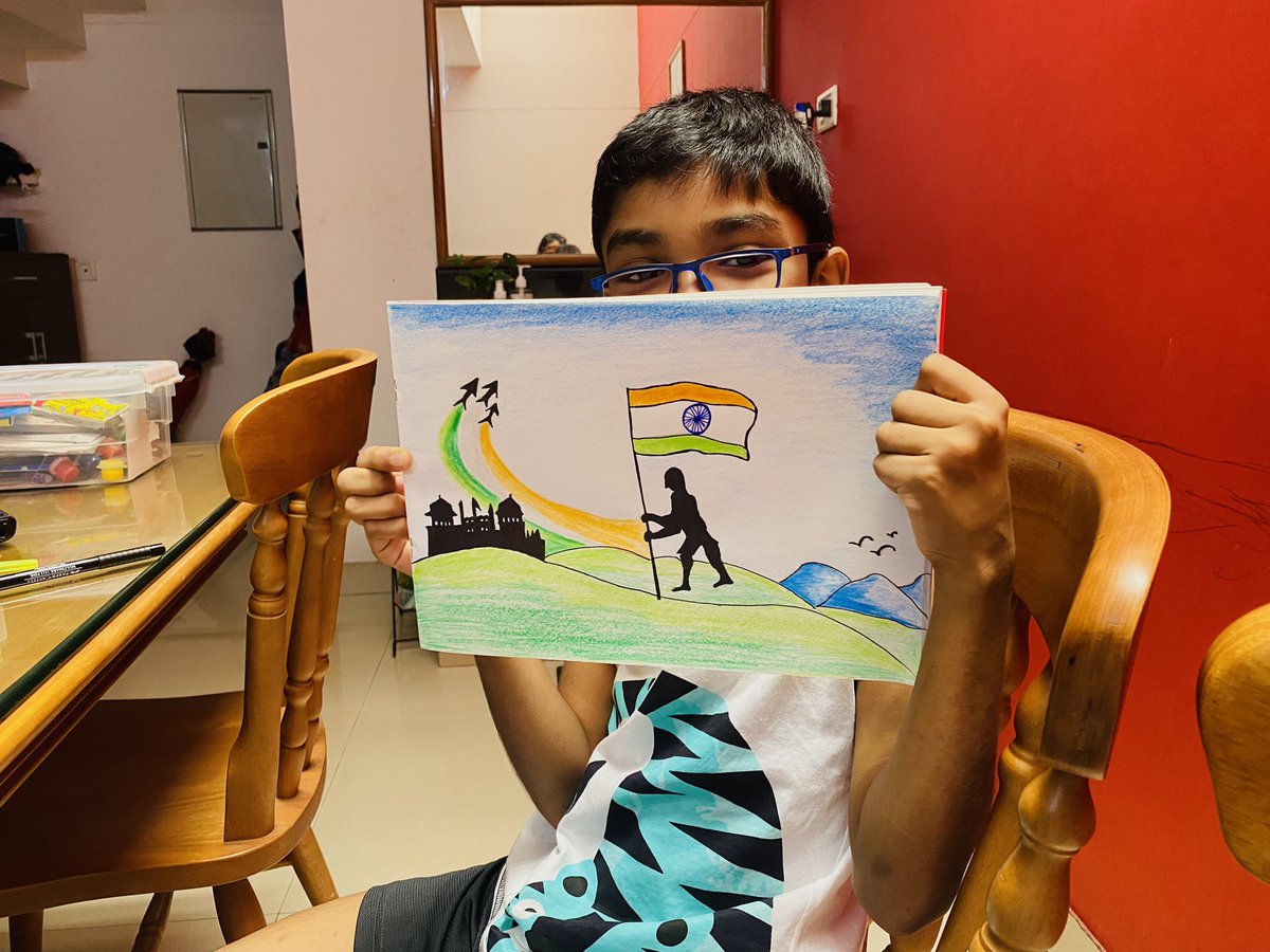 gopikanandu's tweet photo. Our Independence Day drawing 🇮🇳 #independencedaydrawing https://t.co/xNi4TY44go