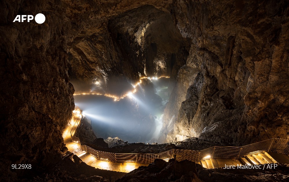 The tiny Alpine nation of Slovenia is unusually rich in caves, which are a major tourist attraction
 
One even houses an entire castle and another was used by the European Space Agency to help train astronauts u.afp.com/UKSn