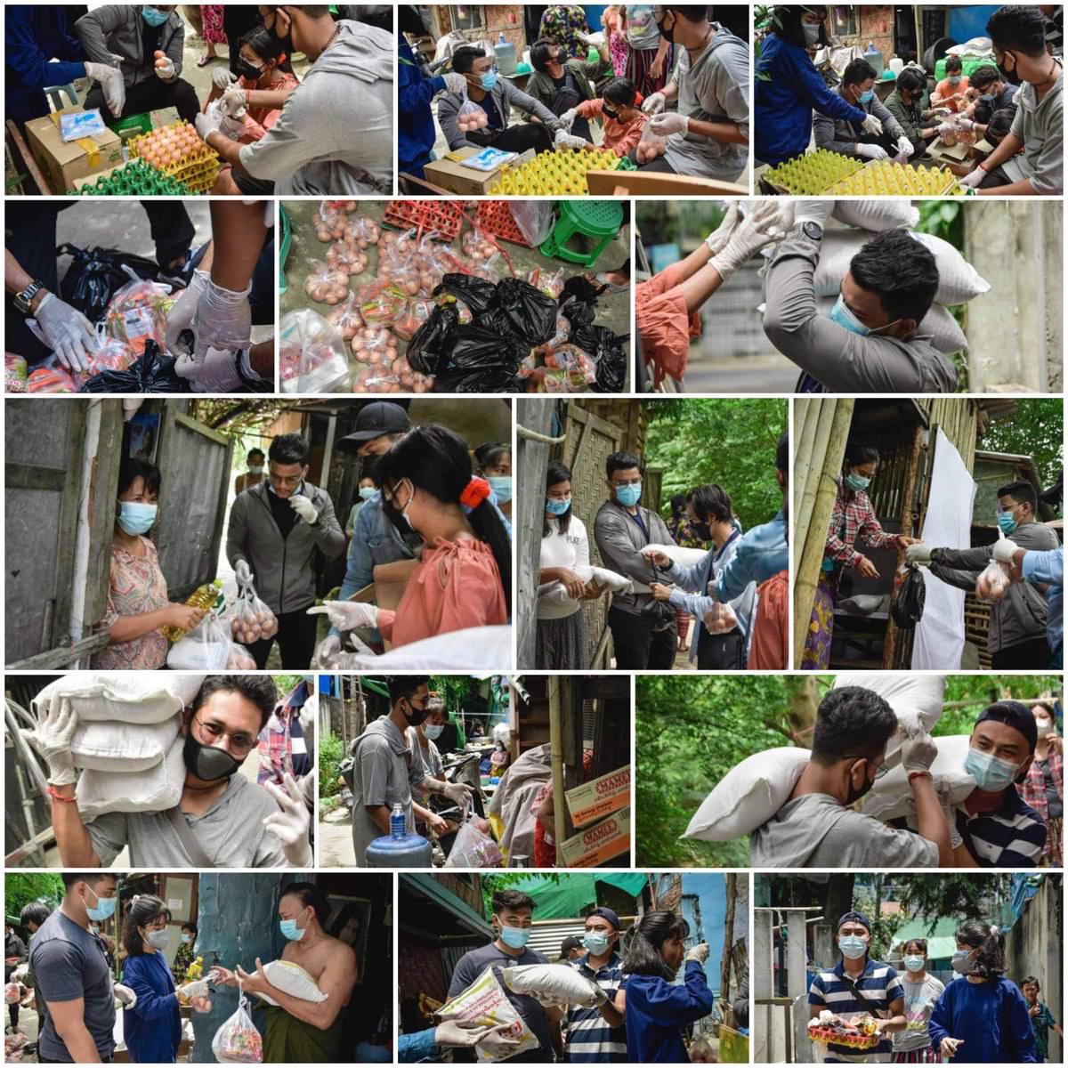 #Mandalay Volunteers donated rice, oil, &amp; other ready-to-eat foods to residents who were experiencing a variety of difficulties as a result of the #COVID19 &amp; coup. #AcceptNUG_RejectMilitary #Aug15Coup #WhatsHappeningInMyanmar