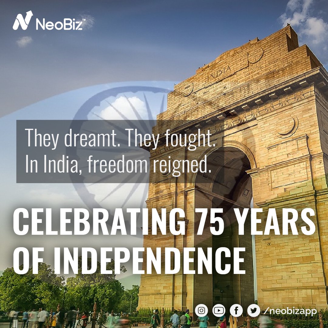 NeoBizApp's tweet photo. 15th August, a day to both celebrate and remember those who sacrificed their future to give us our present.

Wishing everyone 75 years of azaadi. Jai Hind! 🇮🇳

#15august #happyindependenceday #india #75thIndependenceDay https://t.co/vBaCHUCVPc